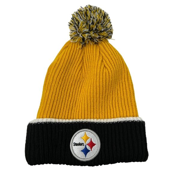 Pittsburgh Steelers New Era Embroidered Beanie Knit Cap Hat Retro Logo NFL Pom - Picture 1 of 4